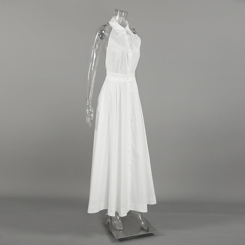 Vestido Longo Frente Única em Algodão Branco
