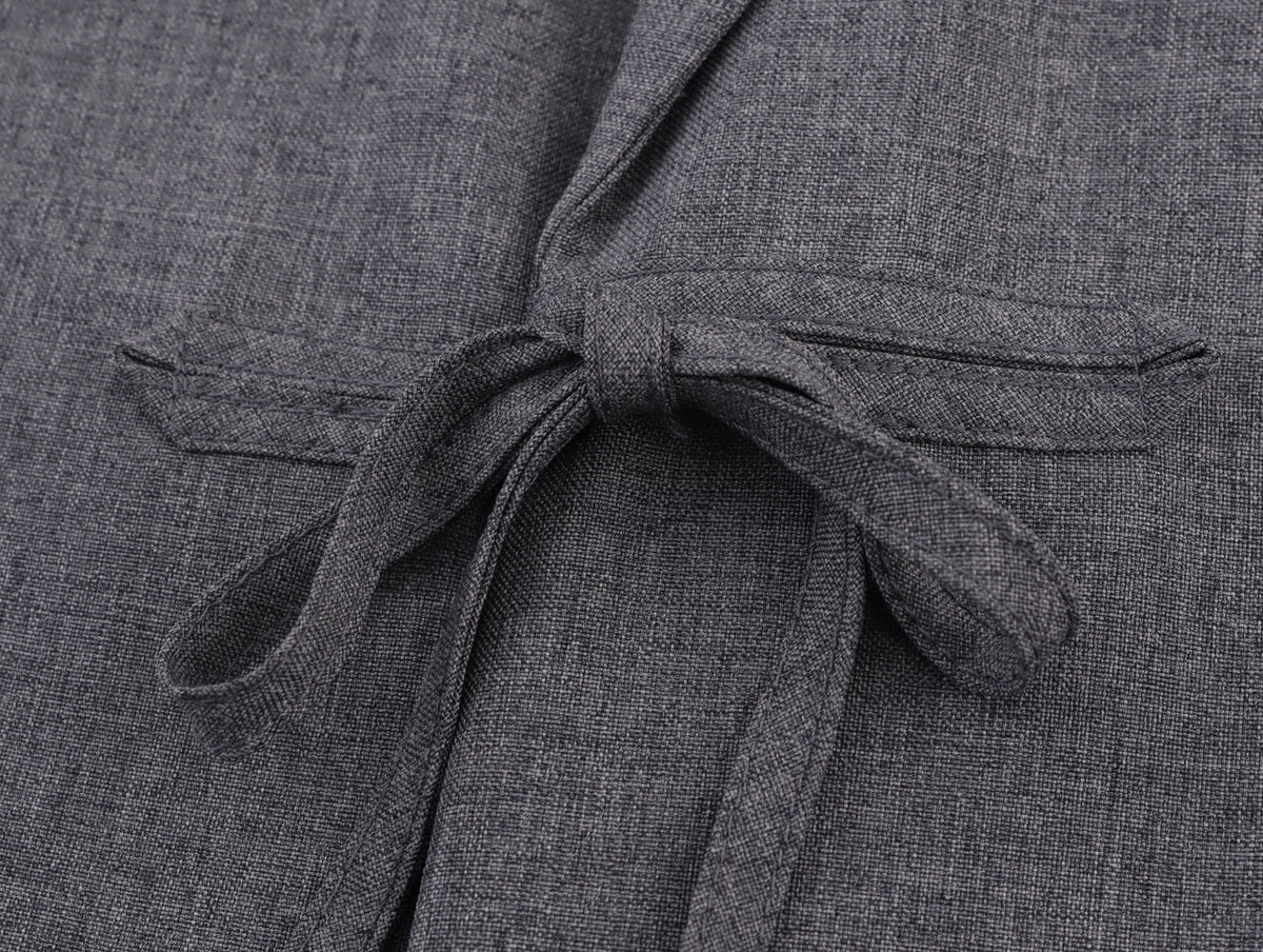 Blazer de Linho Cinza Grafite com Laço