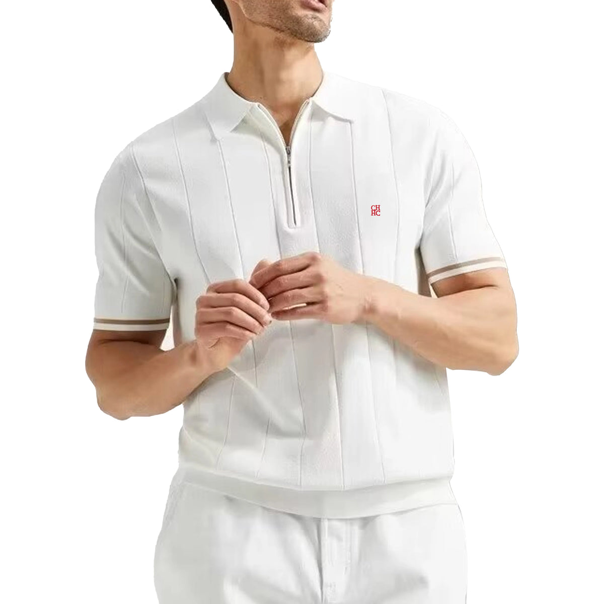 Polo Masculina de Tricô Canelado