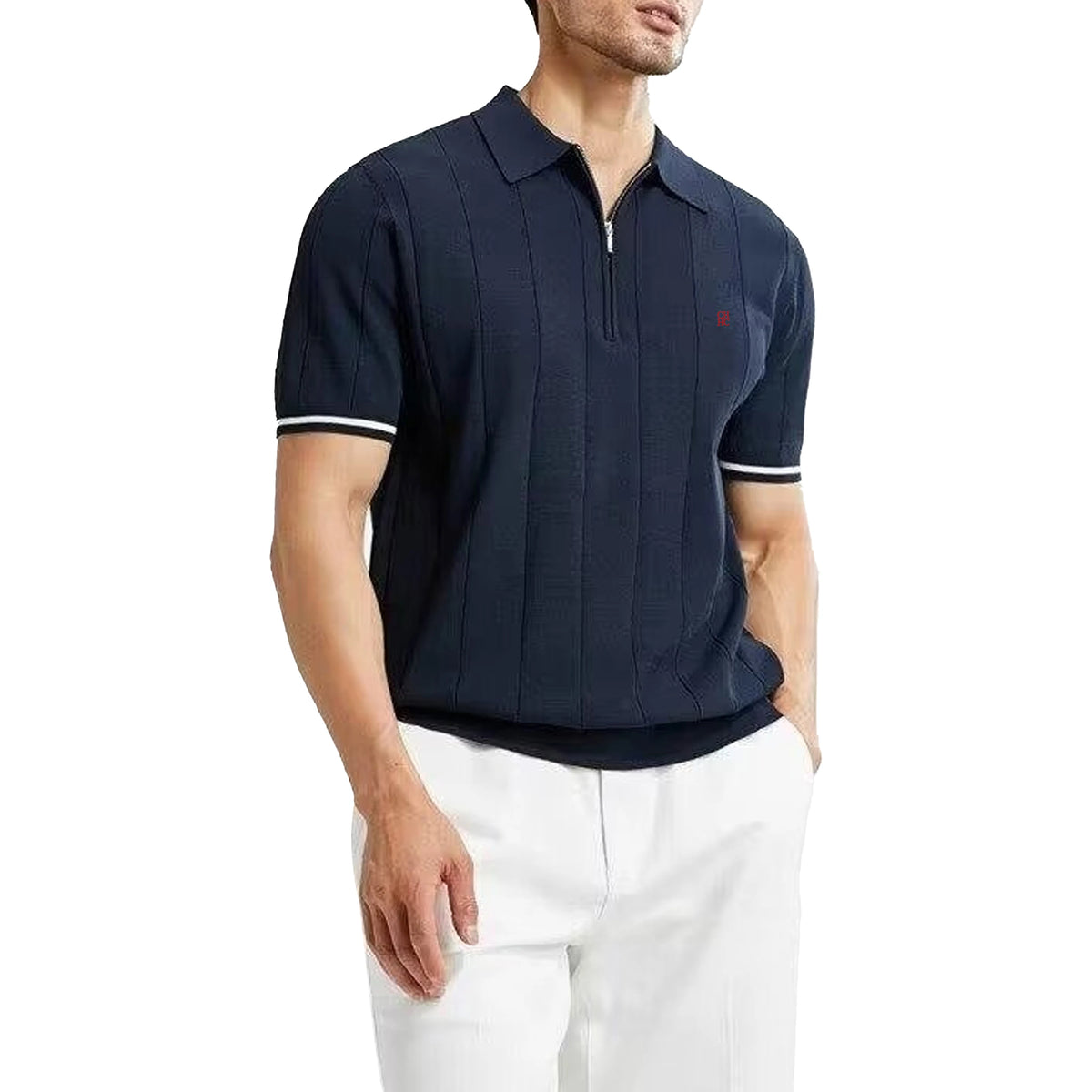 Polo Masculina de Tricô Canelado