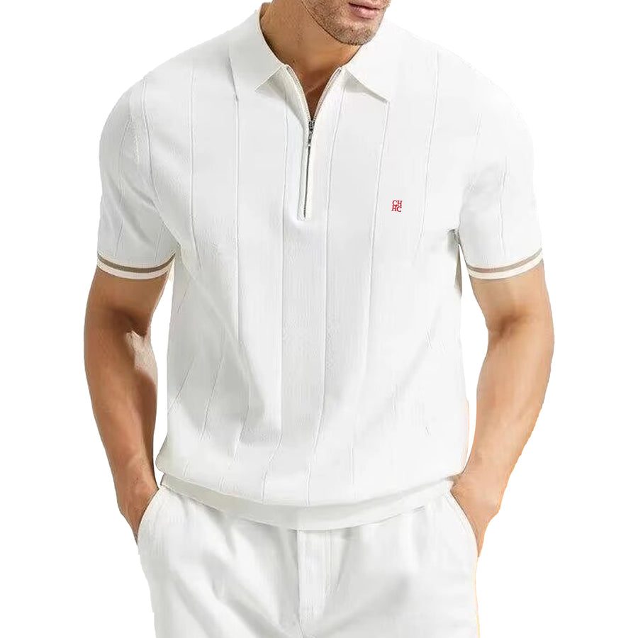 Polo Masculina de Tricô Canelado