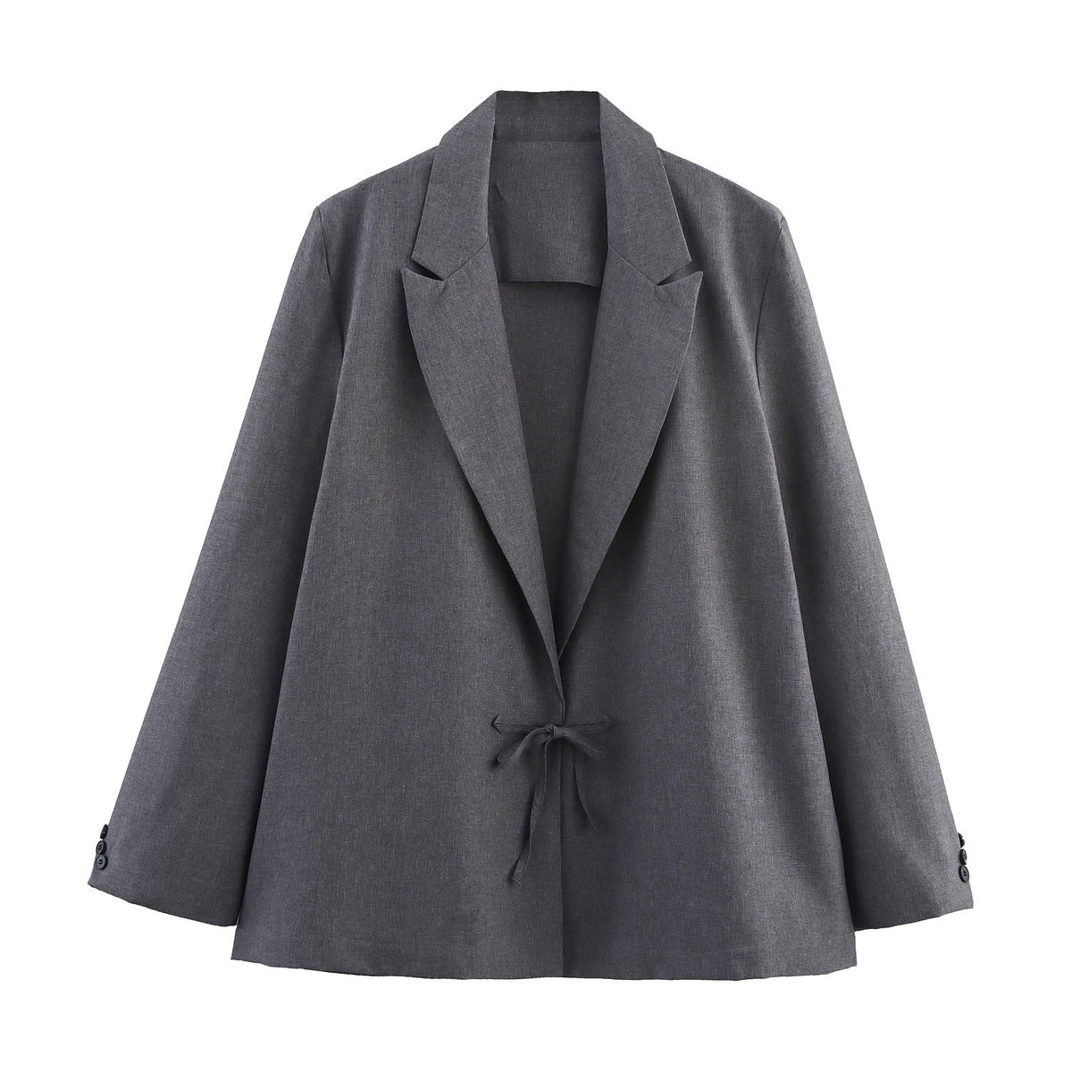 Blazer de Linho Cinza Grafite com Laço