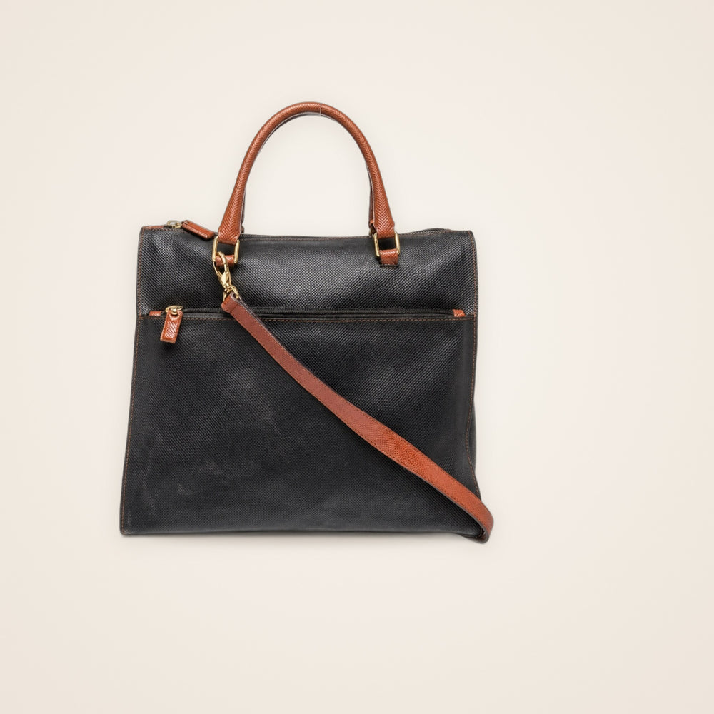 Bolsa Bottega Veneta Marco Polo Vintage Preta e Caramelo