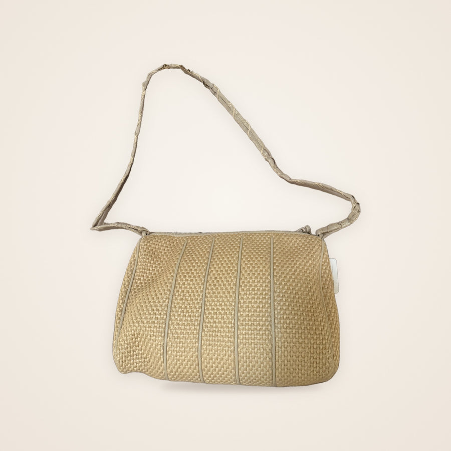 Bolsa Bottega Veneta Vintage em Palha Trançada Bege