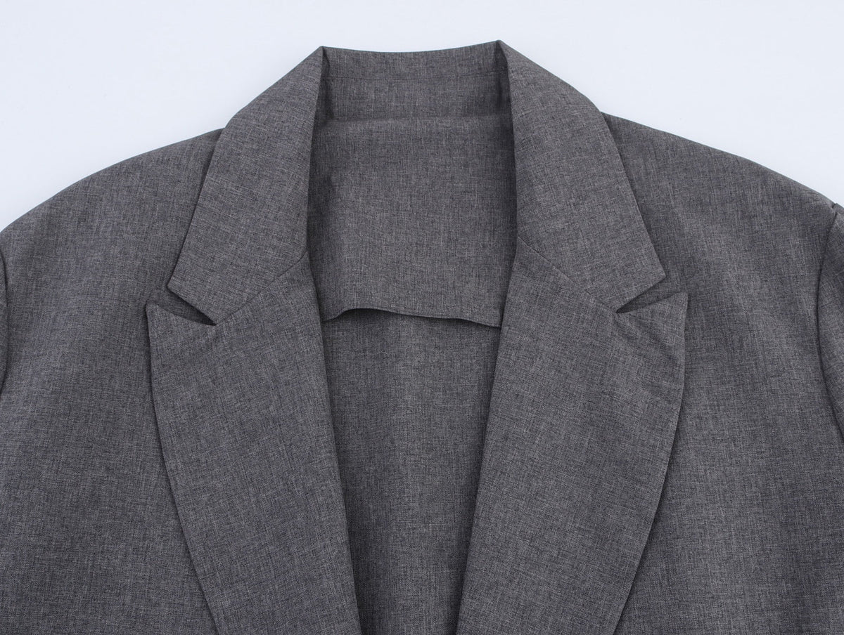 Blazer de Linho Cinza Grafite com Laço