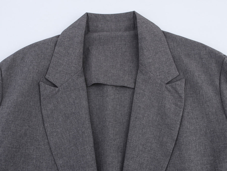 Blazer de Linho Cinza Grafite com Laço