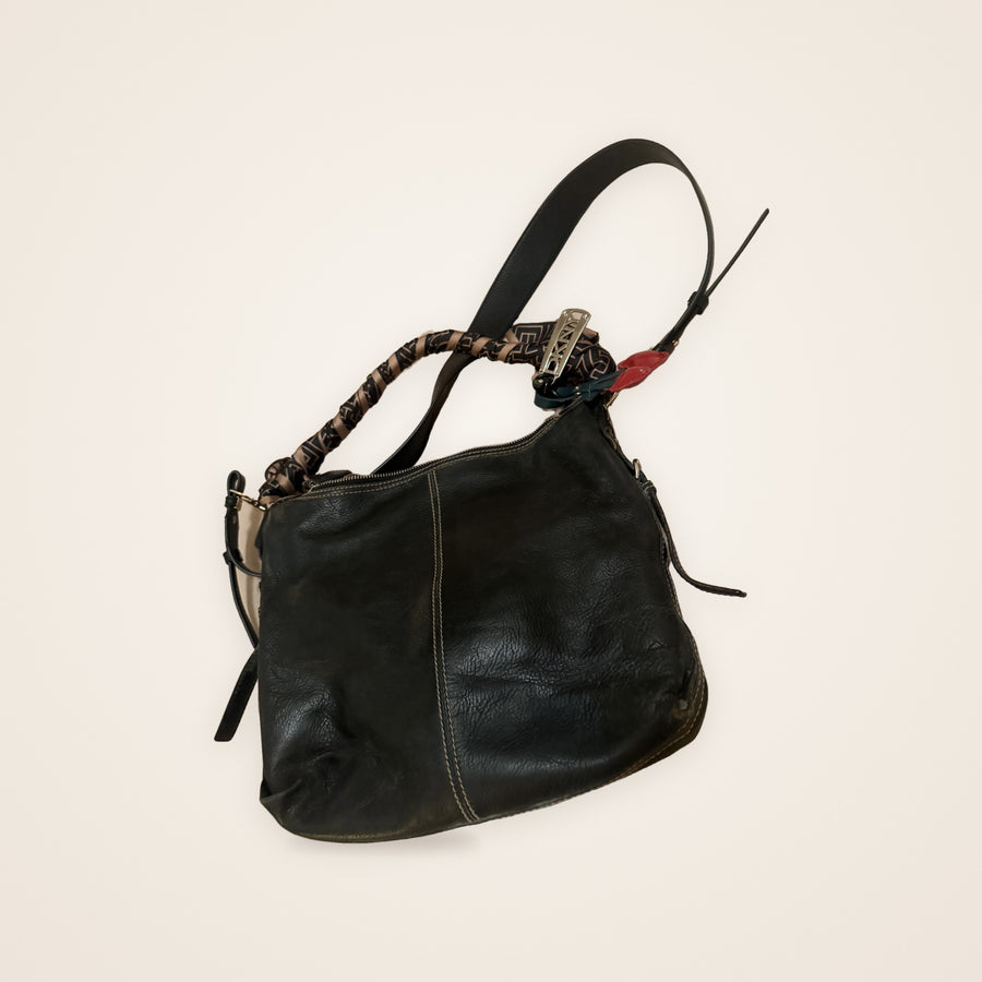 Bolsa DKNY Hobo Preta em Couro