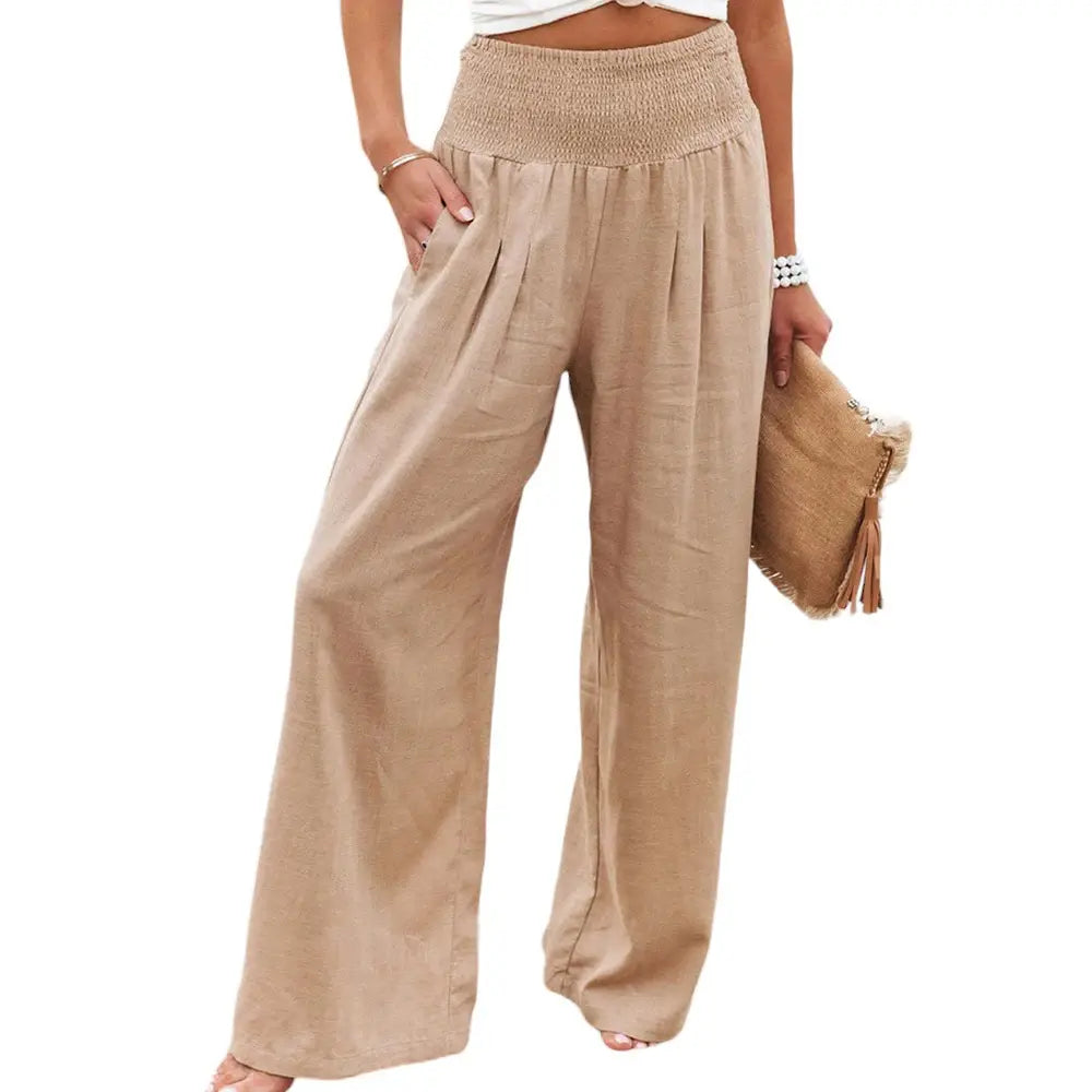 Calça Pantalona em Algodão e Linho